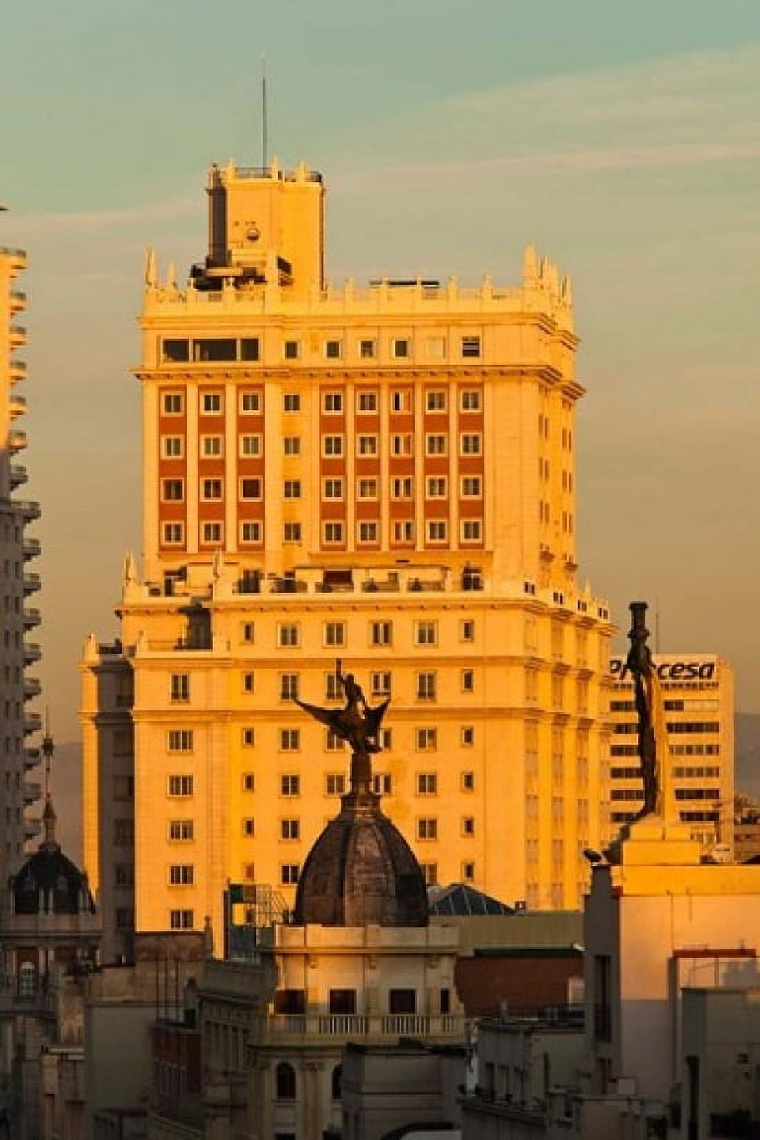Spain Madrid Gran Via and Edificio Espana Canvas Art - Walter Bibikow DanitaDelimont (18 x 24)