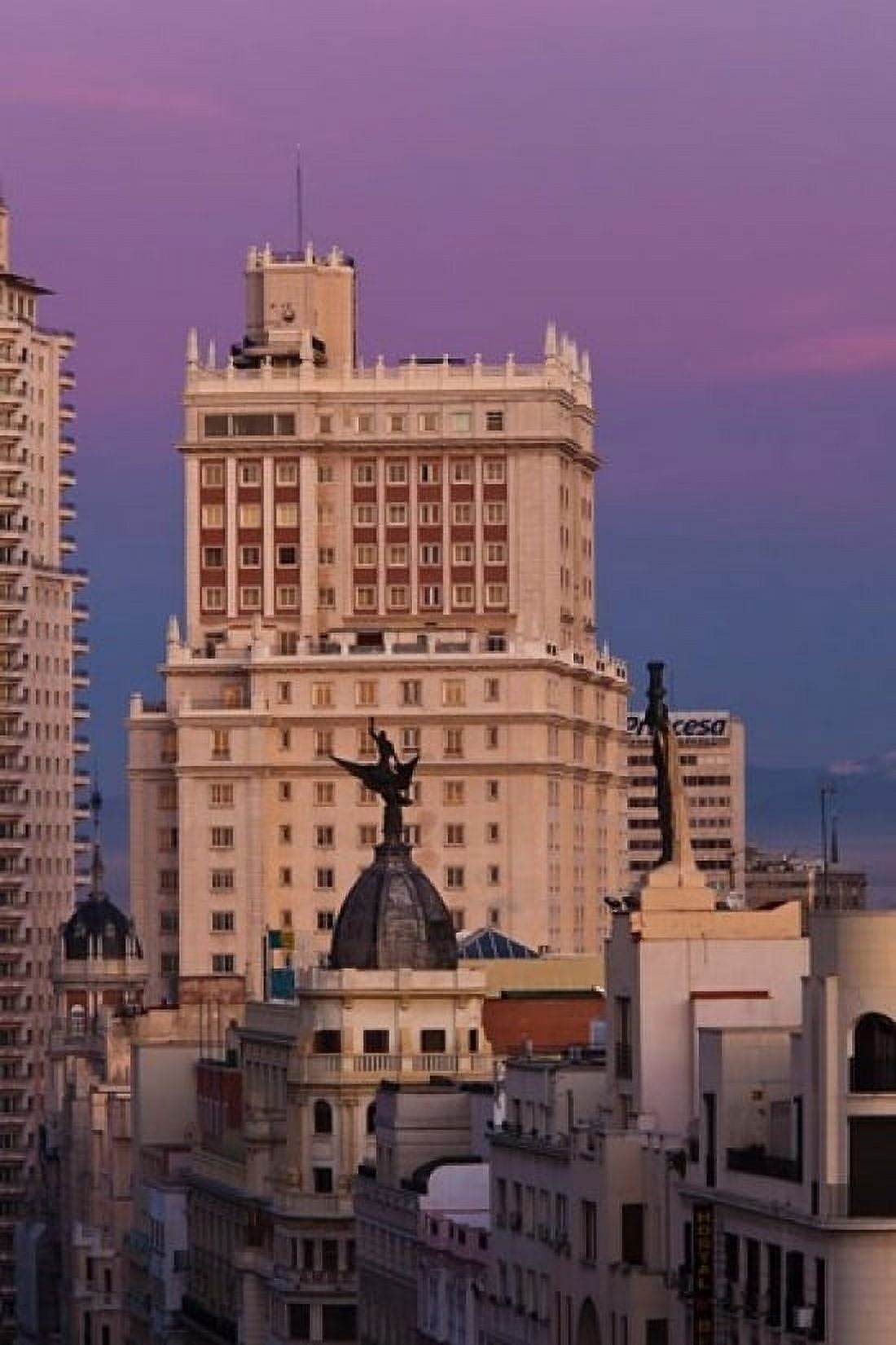 Spain Madrid Gran Via and Edificio Espana Canvas Art - Walter Bibikow DanitaDelimont (18 x 24)