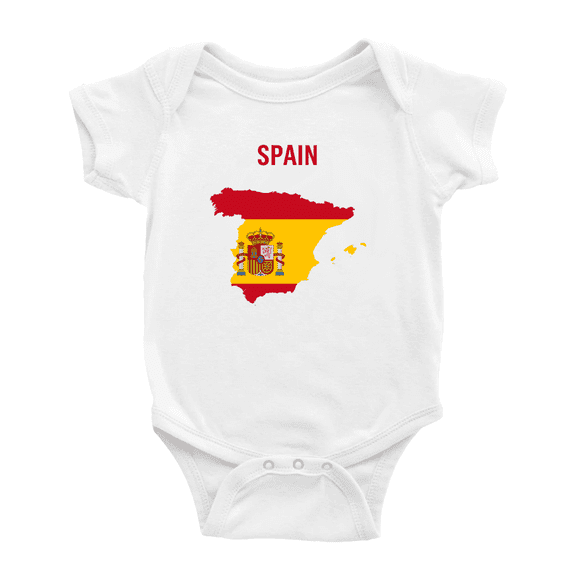 Spain Map Flag Cute Baby Rompers Baby Clothes (White, 12-18 Months)
