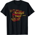 thumbnail image 1 of Spain Map Silhouette Towns Cities Madrid Travel, Espana T-Shirt mens t hirt men，black，women，misfits，journey ，boys, 1 of 4