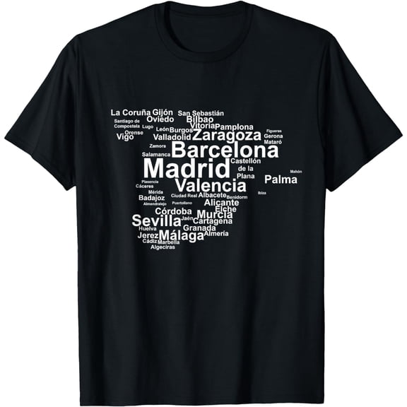 Spain Map Silhouette Towns Cities Madrid Travel, Espana T-Shirt mens t hirt men,black,women,misfits,journey ,boys
