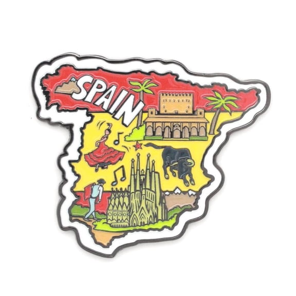 Cre8Travel Spain Map and National Flag Colors Inspired Fridge Magnet