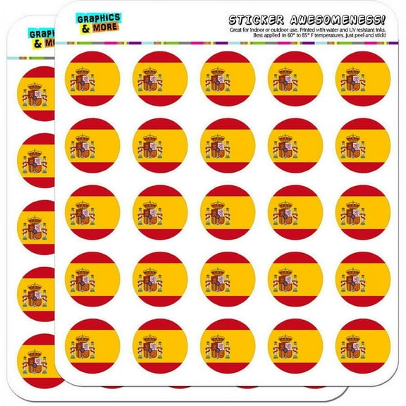 Spain National Country Flag 50 1" Planner Calendar Scrapbooking Crafting Stickers