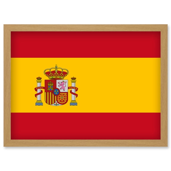 Spain National Flag Patriotic Vexillology World Flags Country Region Poster Artwork Framed Wall Art Print A4