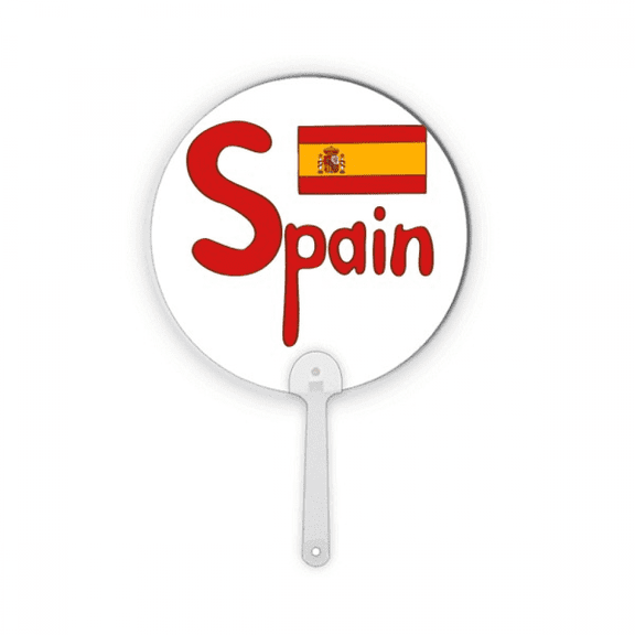 Spain National Flag Red Pattern Plastic Round Handheld Fan Decorations Craft