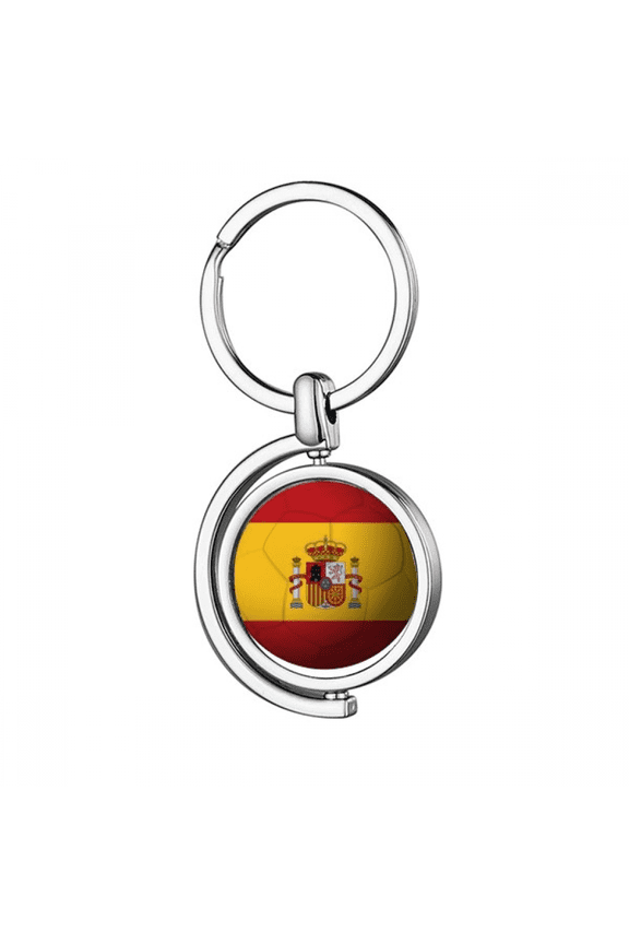 Spain National Flag Soccer Football Rotating Keychain Metal Keyring Holder