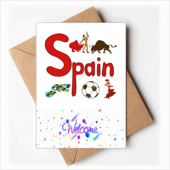 Spain National symbol Landmark Pattern Welcome Back Greeting Cards Envelopes Blank