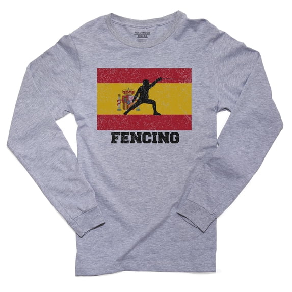 Spain Olympic - Fencing - Flag - Silhouette Men's Long Sleeve Grey T-Shirt