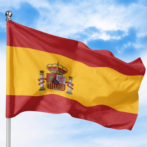 Spain Outdoor Flag (1x1.5ft) by DreamController - Durable, Fade-Resistant Polyester, Double-Stitched, Brass Grommets - HD Printed Southern Europe Flag - Made in USA
