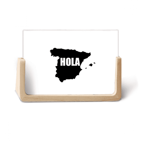 Spain Outline Map Hello Greetings Photo Wooden Photo Frame Tabletop Display