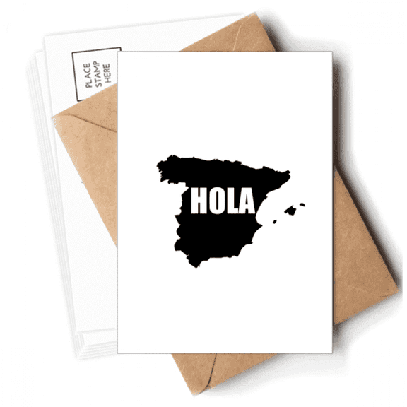 Spain Outline Map Hello Greetings Postcards Envelopes Blank Note Cards Mailing