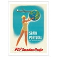 thumbnail image 1 of Spain - Portugal - Southern Europe - Fly Canadian Pacific Air Lines - Vintage Airline Travel Poster by Peter Ewart c.1957 - Fine Art Matte Paper Print (Unframed) 20x26in, 1 of 4