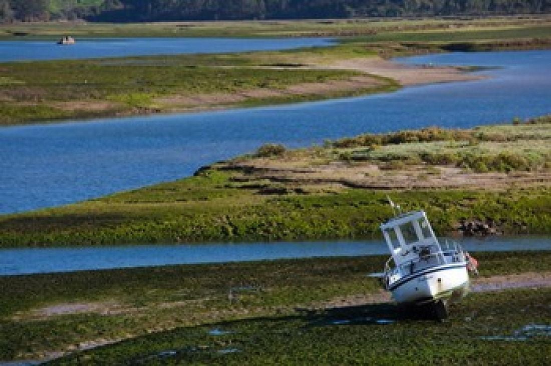 Spain San Vicente de la Barquera River Estuary Canvas Art - Walter Bibikow DanitaDelimont (38 x 25)