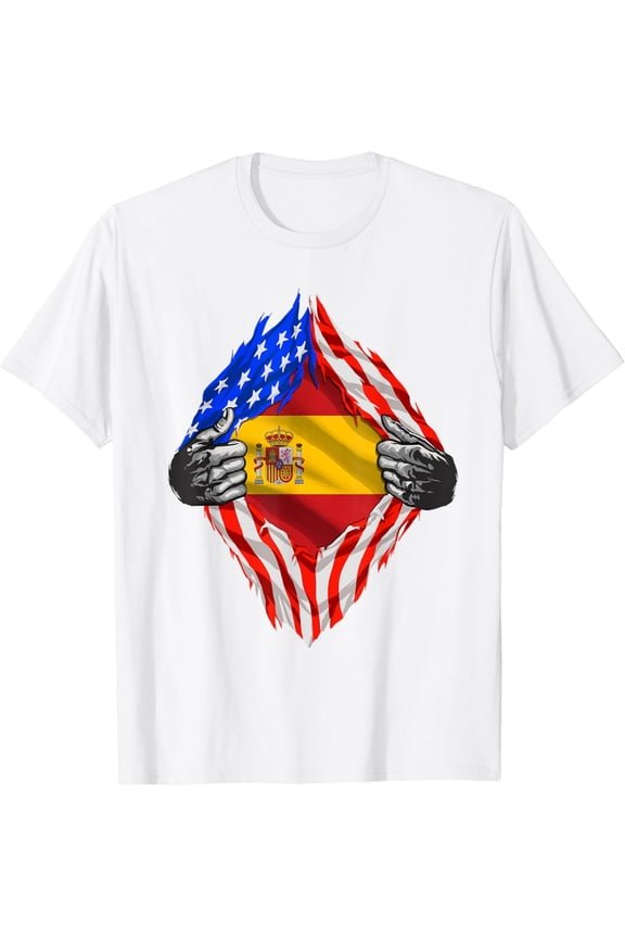 Spain Shirt USA American Spanish Flag Espa?a Hispanic Pride T-Shirt for Women Kids Men