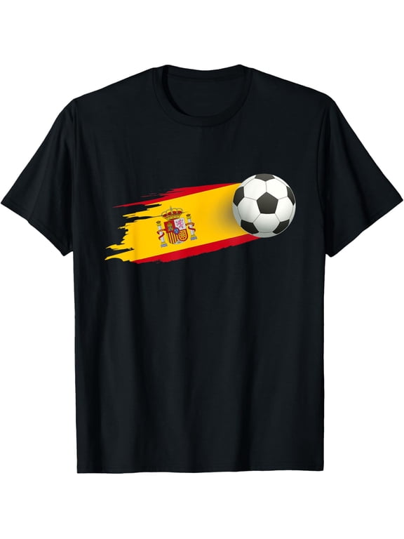 Spain Soccer Ball Spain Flag Jersey - Spanish Football Fan T-ShirtMen and women, Black T-shirt, size: Extra large