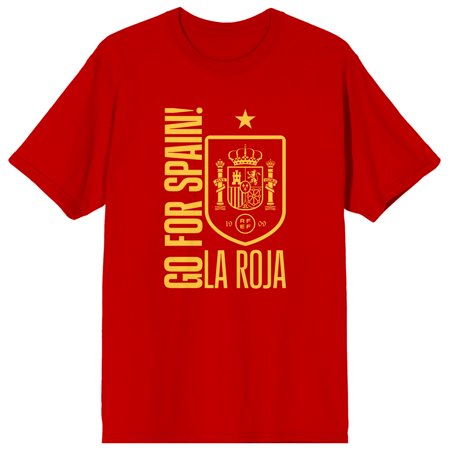 Spain Soccer Federation Go For Spain La Roja Adult Red Crew Neck Short Sleeve T-shirt-XXL