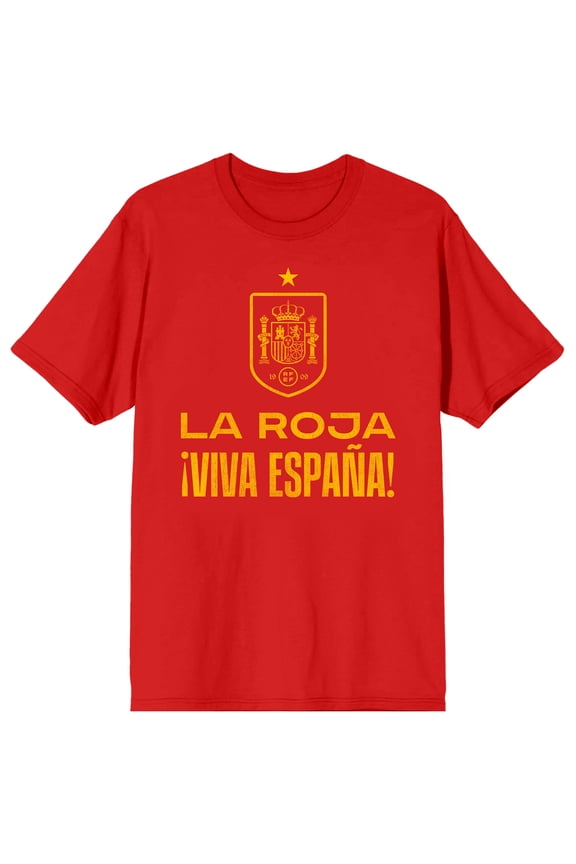 Spain Soccer Federation La Roja Viva Espana Adult Red Crew Neck Short Sleeve T-shirt - XXL