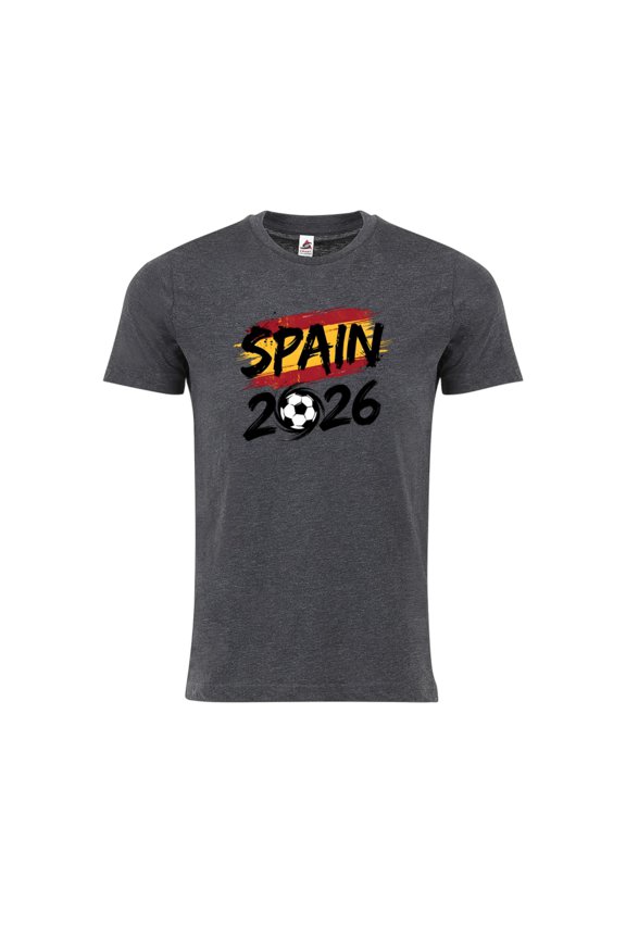 Spain Soccer T-Shirt WC 2026 | Spain Football Fan Shirt | Adult Unisex Cotton Tee - Charcoal - 3XL