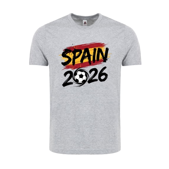 Spain Soccer T-Shirt WC 2026 | Spain Football Fan Shirt | Adult Unisex Cotton Tee - HTR Grey - M