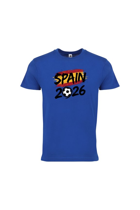 Spain Soccer T-Shirt WC 2026 | Spain Football Fan Shirt | Adult Unisex Cotton Tee - Royal - 3XL