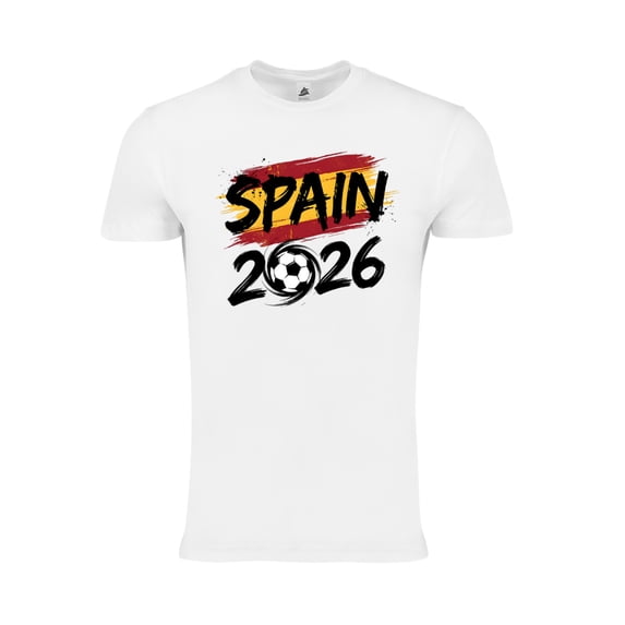 Spain Soccer T-Shirt WC 2026 | Spain Football Fan Shirt | Adult Unisex Cotton Tee - White - S