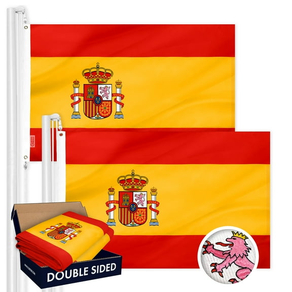 Spain Spanish Flag 3x5FT 2-Pack Double-sided Embroidered Polyester By G128