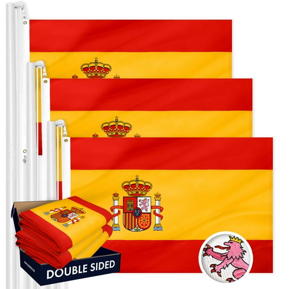 Spain Spanish Flag 3x5FT 3-Pack Double-sided Embroidered Polyester By G128