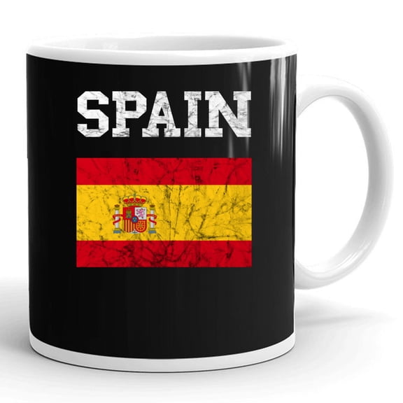 Spain Spanish Flag Holiday Espanol Espana Spanish Gift Ceramic Mug 11oz (White;11oz)