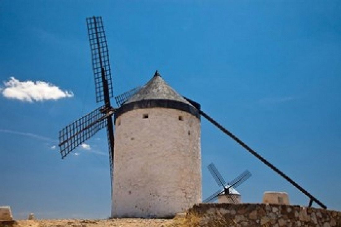 Spain Toledo Province Consuegra La Mancha windmills Canvas Art - Julie Eggers DanitaDelimont (19 x 12)