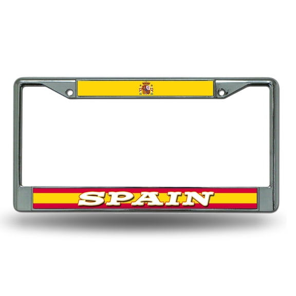 Spain World Cup Soccer (Football) Chrome Metal License Plate Frame