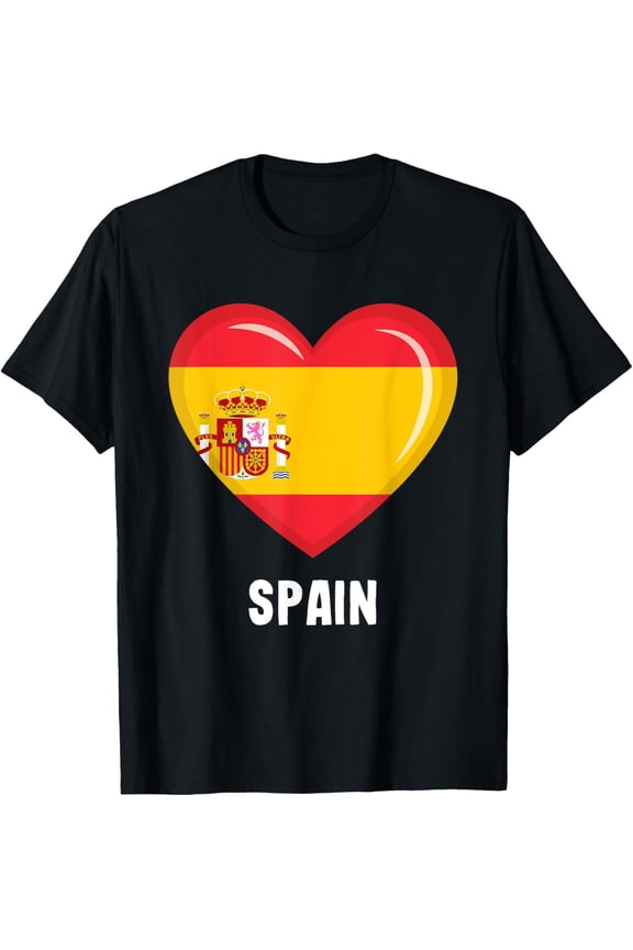 Spain flag Spanish T-ShirtMen and women, Black T-shirt, size: Extra large