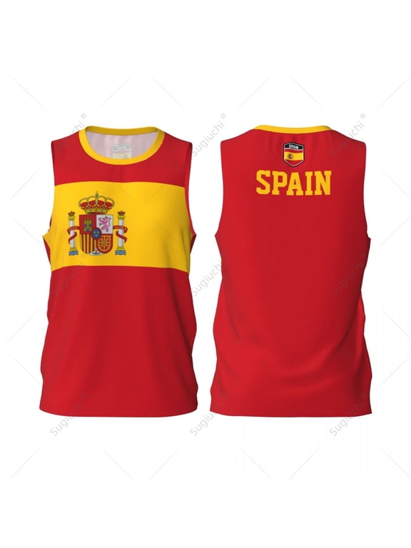 Spain flag basketball sports jersey men women boys running fitness sleeveless tshirt exclusive custom name nunber