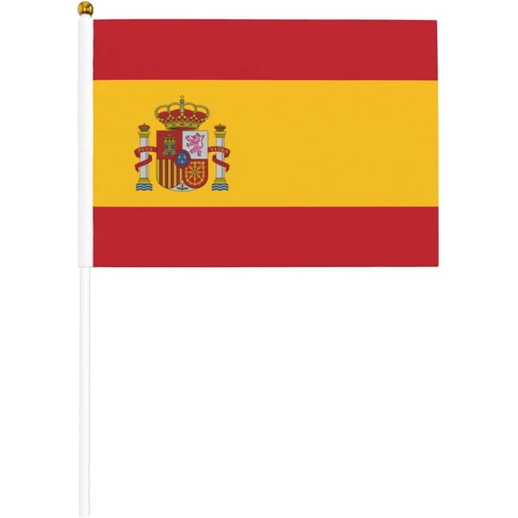 Spain hand Flags 5.5 X 8.2 Inch, Double Sided Small Flags With Stick, Polyester Handheld Flags For Party Parade Sports Events