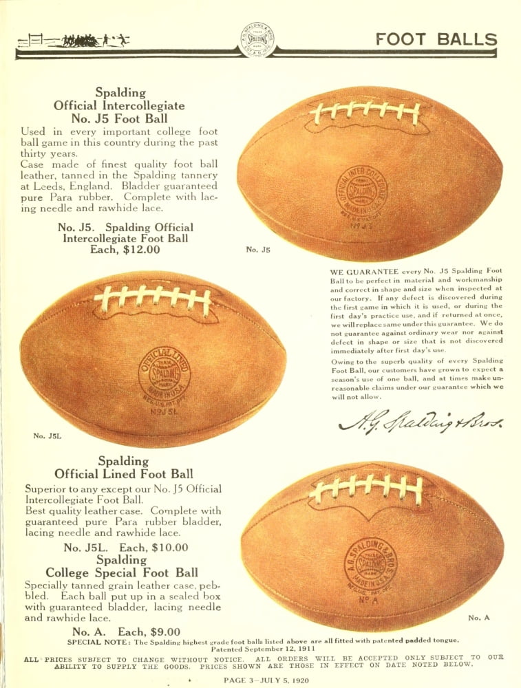 Spalding 1920 American Footballs 1 Canvas Art - Unknown (24 x 36)