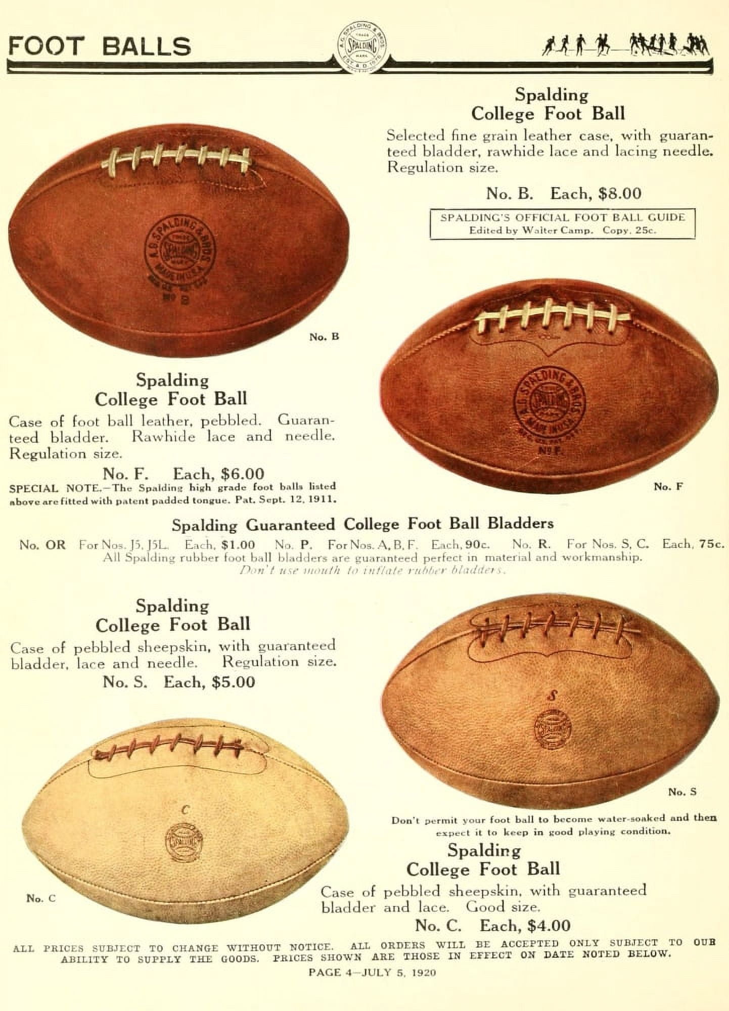Spalding 1920 American Footballs 2 Canvas Art - Unknown (18 x 24)