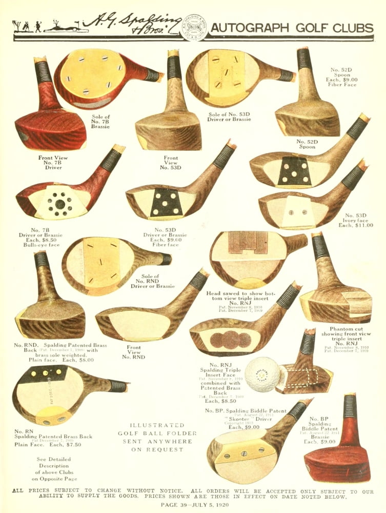 Spalding 1920 Golf clubs 1 Canvas Art - Unknown (18 x 24)