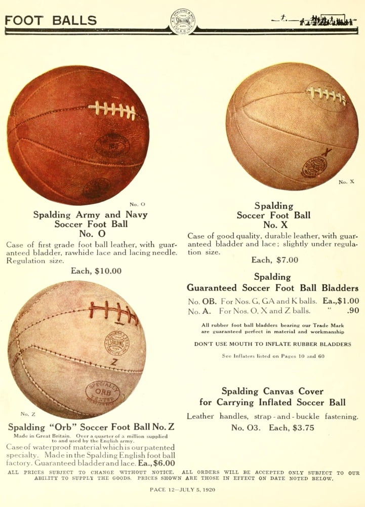 Spalding 1920 Soccer Footballs 2 Canvas Art - Unknown (24 x 36)