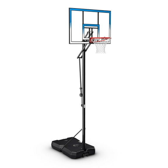 Spalding 48 In. Shatter-proof Polycarbonate Rapid Lock Twist Portable Basketball Hoop System and 29.5" Spalding Basketball