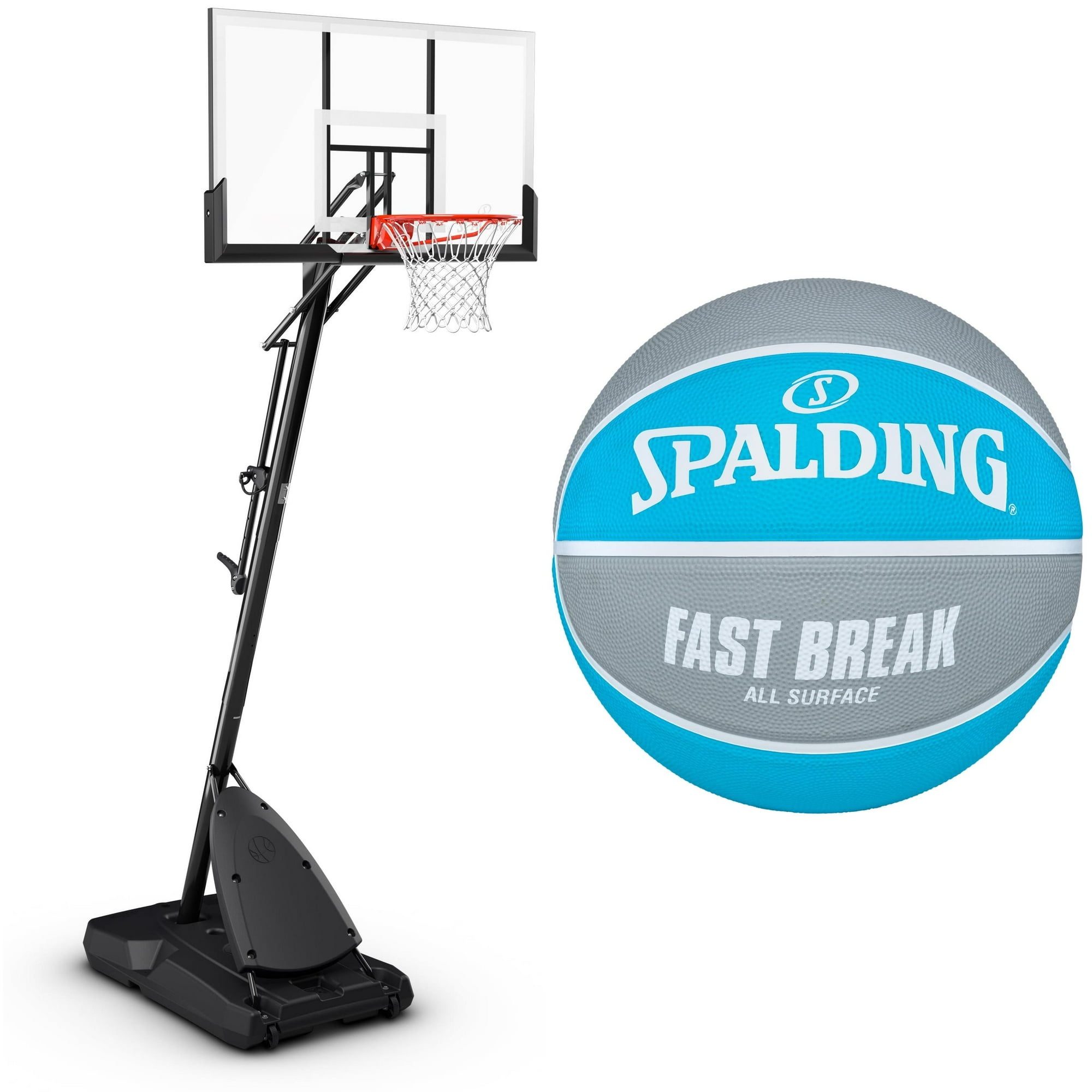 Spalding 54 inch Spalding Hoop and Basketball Bundle