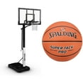 Spalding 60 In. Acrylic Screw Jack Portable Basketball Hoop System and 29.5" Spalding Basketball