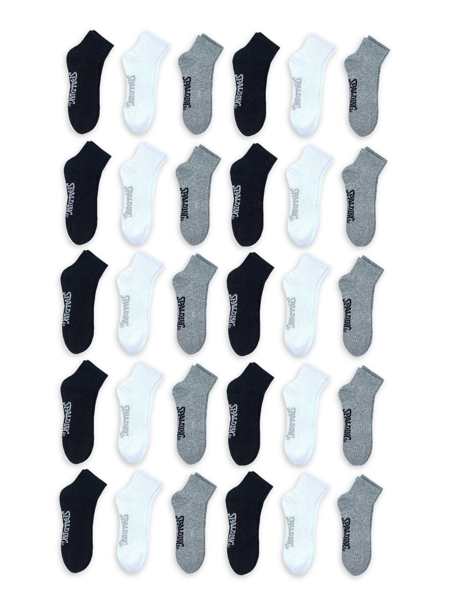 Spalding, Adult Men's 30Pack Ankle Socks, Sizes 6.512, Mens Socks