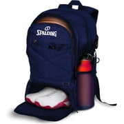 Spalding Basketball Backpack 30L Sports Bag with Ball & Shoe Compartment, Waterproof Polyester Gym Daypack, Navy
