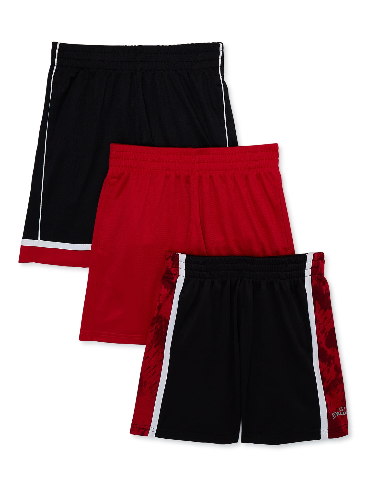 Spalding Boys Mesh Basketball Active Shorts 3 Pack, Sizes 4-18 Husky