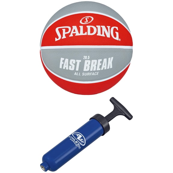 Spalding Fast Break All Surface Basketball - Size 6, 28.5" + Aw 8in Pump