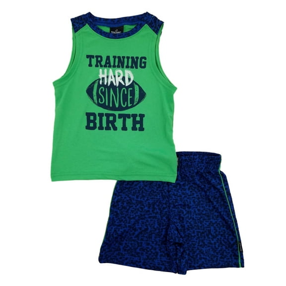 Spalding Infant Boys Green & Blue Athletic Football Tank Top & Shorts Set 18m