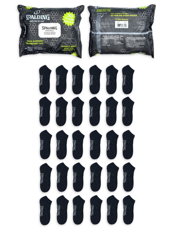 Men's Black No-Show Socks, 30-Pack, Sizes 6.5-12