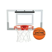Spalding Slam Jam Over-the-Door Basketball Hoop with 18 x 10.5 Polycarbonate Backboard, 9 Breakaway Rim, Mini Ball Included