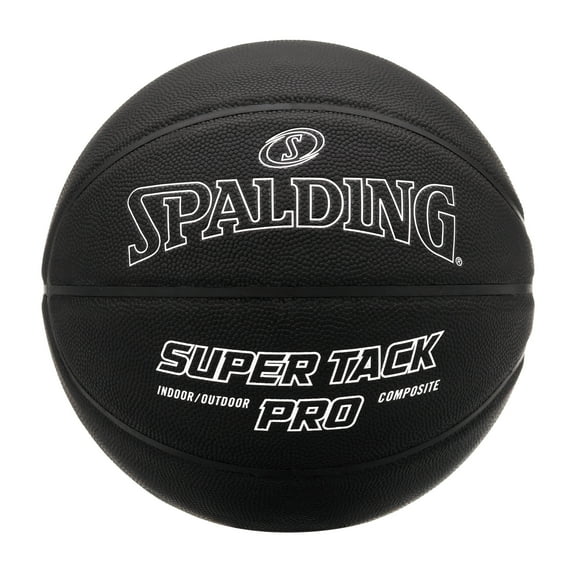Spalding Super Tack Pro Composite Leather Basketball Blackout Edition - Size 7, 29.5"