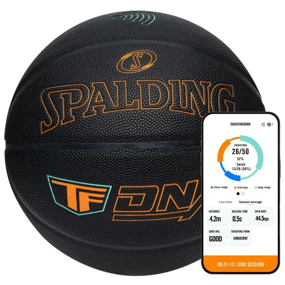 Spalding TF DNA Smart Basketball + 1 Yr App Subscription Bundle  I All Surface Material