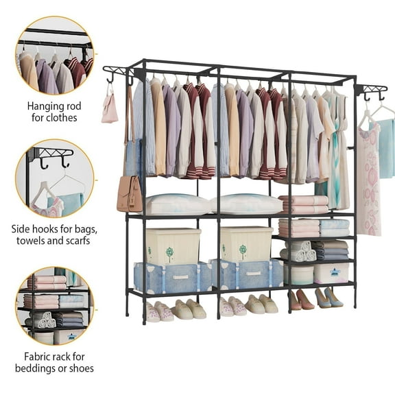 Spalivivre Clothes Rack Heavy Duty Clothing Racks for Hanging Clothes 830 LBS Metal Clothing Rack Heavy Duty Wire Garment Rack Free Standing Closet Portable & Sturdy 49.2x68.9 inches
